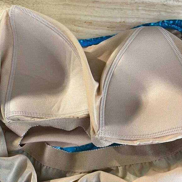 L.L. Bean Tankini Swim Top Teal Printed Women's Size 8 Long - Picture 6 of 6